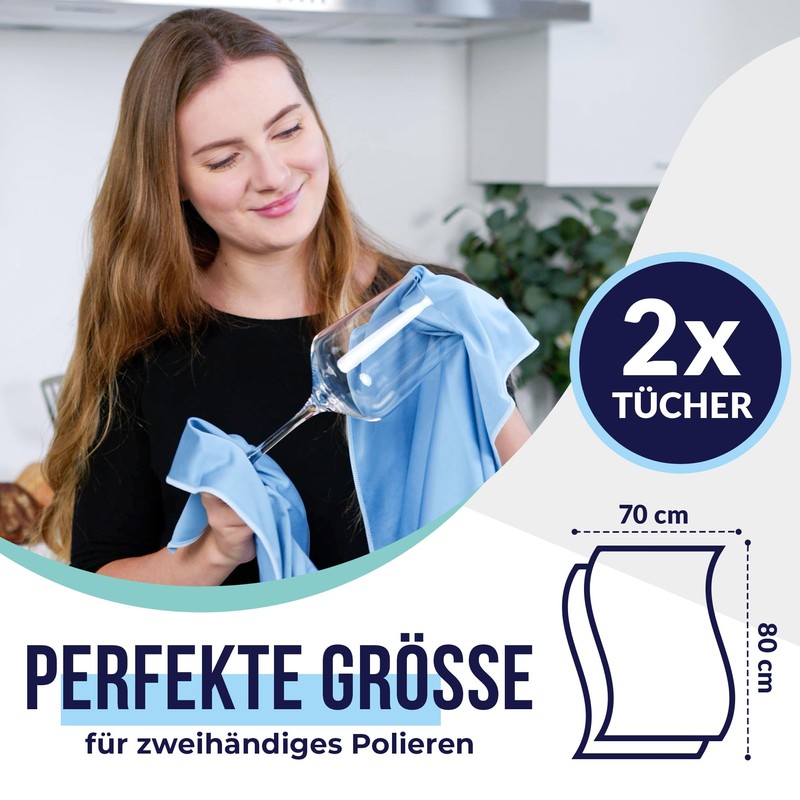 culiclean Microfibre Polishing Cloths for Glass Glasses High-Gloss Surfaces 70