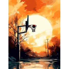 MaiYiYi Basketball Frame Diamond Painting by Numbers 5D Full Round Diamond Painting Sun Basketball Frame Crystal Diamond Painting Set for Adult Beginner Home Wall Art Decor (30X40 CM)