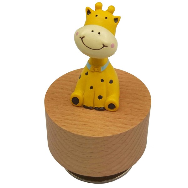 Mini Wooden Animal Rotating Music Box Cute Giraffe Ornament (Toon: