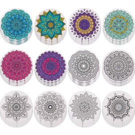Zhanmai 24 Pack Velvet Coloring Posters Mandala Fuzzy Felt Coloring Pages Works for Adults Color Your Own Poster Bulk for Holiday Gifts Party Activities (Mandala Style)