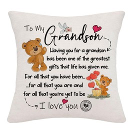 Hardeson To My Grandson Birthday Gifts, Grandson Graduation Gifts from Grandma & Grandad, Home Decor Linen Pillowcases Cushion Covers for Boys