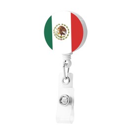 JHAKEDB Mexico Retractable Badge Reel with Alligator Clip 360 Swivel ID Card Badge Holder for Nurse,Doctor,Office Employee