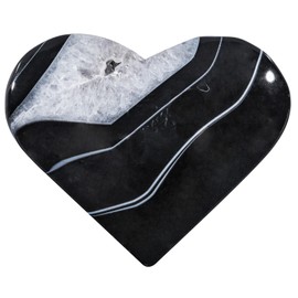moonsix Black Striped Agate Heart Love Stone Onyx Crystal Pocket Massage Worry Stone for Reiki Healing Home Table Decor