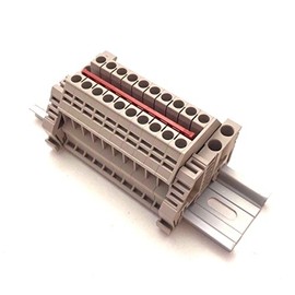 Dinkle Solar Combiner DK4N 10 Gang Box Connector DIN Rail Terminal Blocks, 10-22 AWG, 30 Amp, 600 Volt Power Distribution