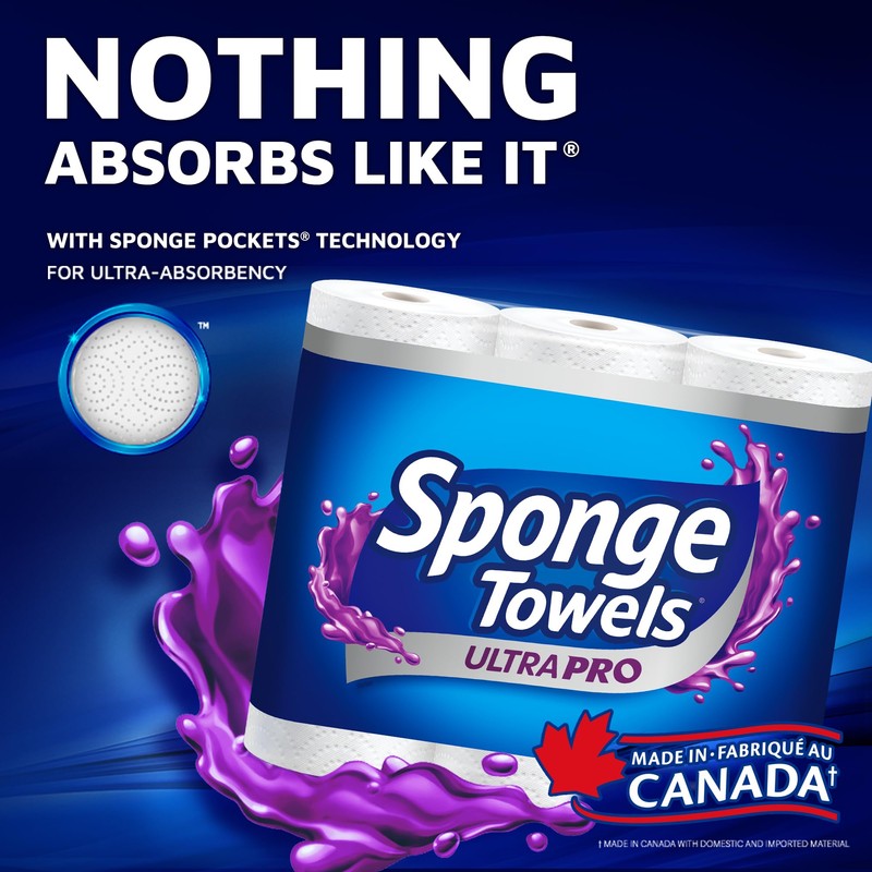 SpongeTowels UltraPRO Ultra Strong & Absorbent Paper Towel, Choose-A-Size Sheets,