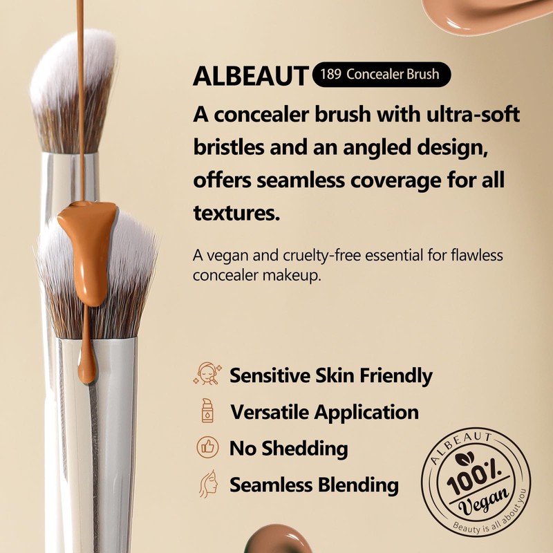 Albeaut Concealer Brush, Angled Brightening Concealer Makeup Brush Under Eye