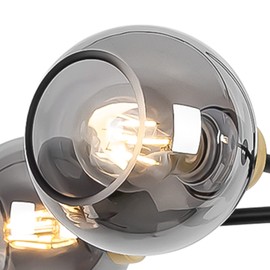 Yolsunes Lighting Fixture Replacement Globes Top Opening Smokey Black Glass Lamp Shades, Ideal for Chandelier/Pendant light/Ceiling light, 4.2cm(1.7") of socket base; 13cm(5.12") of globe width