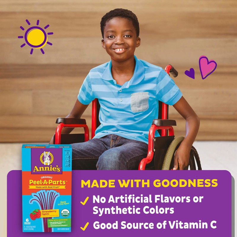 Annie's Organic Peel-A-Parts Fruit Flavored Snacks, Strawberry Splits, Gluten Free,