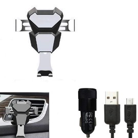 K-S-Trade Car Mount for LG Electronics Phoenix 5 Compatible with LG Electronics Phoenix 5 Holder Ventilation Slot Black / Silver