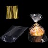 ROSPAKTEK 100 Pcs 5x6.5 Cellophane Muffin Bags with Gold Twist