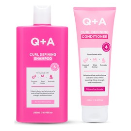 Q+A Curl Defining Shampoo & Conditioner Set (2 x 250ml), Hydrating, Anti-Frizz Hair Care for Wavy, Curly & Coily Hair, with Coconut Oil, Shea Butter & Avocado Extract, Stocking Stuffers