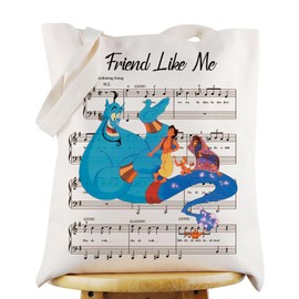 WZMPA Aladdin Magic Lamp & Genie Tote Bag Aladdin & Jasmine Princess Fans Gift Friend Like Me Magic Lamp & Genie Grocery Reusable Bag Aladdin Merch (Friend like me TG)