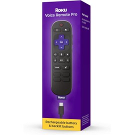 Roku Voice Remote Pro (2nd Ed.) | Rechargeable TV Remote Control with Hands-free