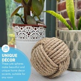 Jute Sphere Ball Knot – Rope Decorative Orbs for Home Decor, Bowl and Vase Fillers, Farmhouse Table Centerpiece, Wedding & Party Display Props