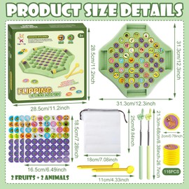 DOWNDRIFT Flip Chess Memory Game Flip Chess Game Fruits Animal Memory Chess Game Motor Skills Toy, Family Board Games for Memory Chess Learning Toy Memory Chess Learning Toy