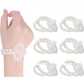 6PCS Corsage Wristlet Band Elastic Pearl Wrist Corsage Bracelets Bands, Bridesmaid Stretch Pearl Wristband for Wedding Party Bride Prom Christmas Thanksgiving Wrist DIY Corsage Kit
