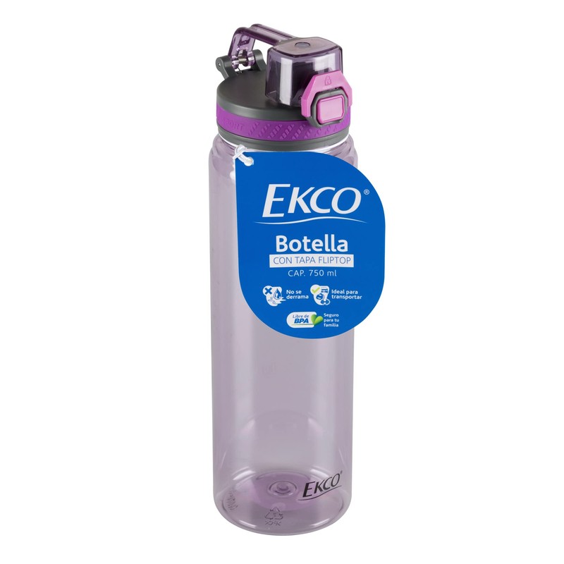 Ekco, Botella Para Agua 750 ml con Tapa Fliptop