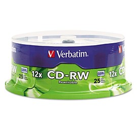Verbatim CD-RW 700MB 2X-12X Rewritable Media Disc - 25 Pack Spindle