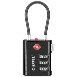 ANVIL TSA Approved Luggage Locks – High Security TSA008 Combination Travel Locks with Inspection Indicator for Suitcases and Backpacks. (1, Black)