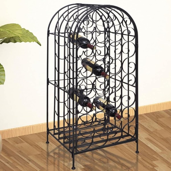 Udorich Elegant Black Metal Wine Rack for 35 Bottles with