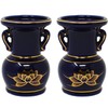 A&K Buddha Flower Stand, 2 Piece Set (One Pair/Lapis Gold/Lotus/Navy),