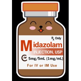 Missmee's Craft Run 4" Midazolam Sticker Cute Kawaii Medical Nurse Doctor Stickers Medication Versed