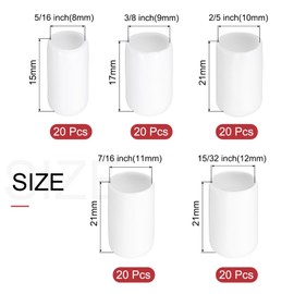 sourcing map 100pcs Round Rubber End Caps Protective Caps 8mm 9mm 10mm 11mm 12mm White Screw Thread Protectors