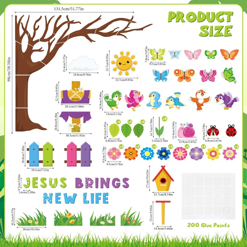 Pajean 112 Pcs Christian Spring Bulletin Board Decorations Classroom Religious