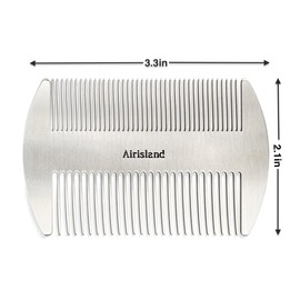 Airisland Dual Action Stainless Steel EDC Credit Card Size Wallet Comb - Anti-Static Hair and Beard Comb for Men