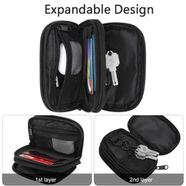 E-Tree RFID Blocking Credit Card Holder with Keychain, ID Badge Holder with Neck Lanyard & Carabiner, 2-Layer Compact Waterproof Wallet Pouch with Long Strap for Travel, Camping, Hiking, Shopping