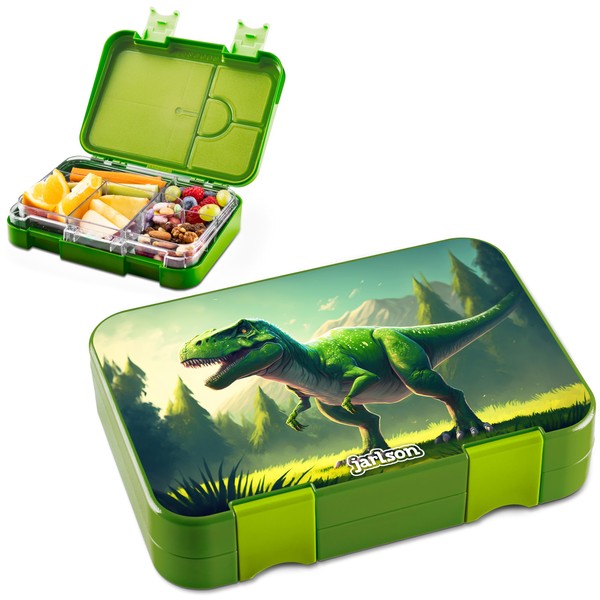 Jarlson® Toni Lunch Box for Children with 6 Compartments – Lunch Box – Bento Box Leak-Proof – Lunch Box for Nursery and School – Girls and Boys – Snack Box (Dinosaur)
