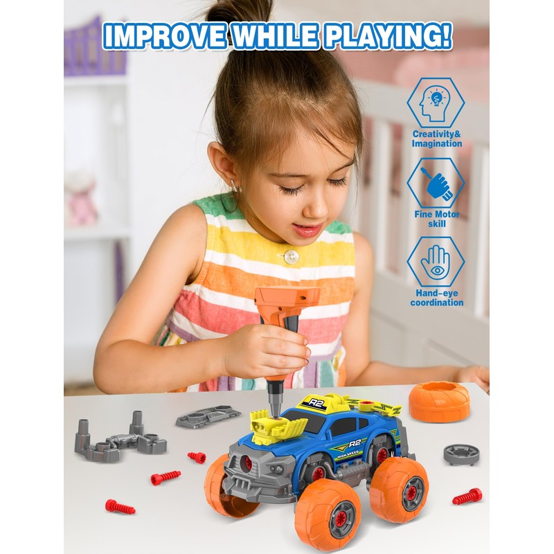 Klsniur Take Apart Racing Car Toys for 3+ Year Old