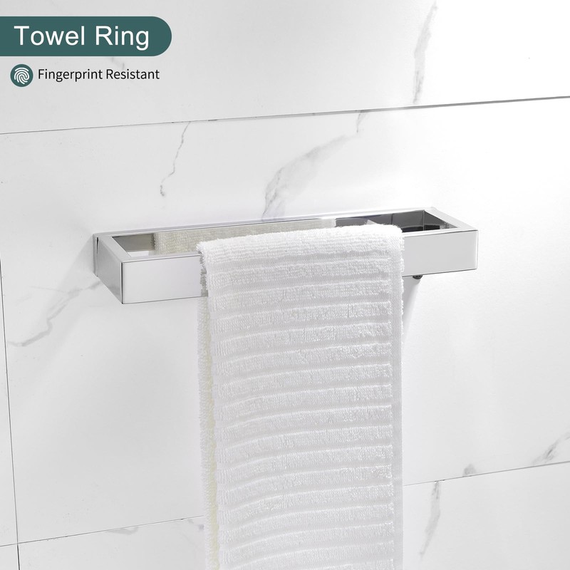 TNOMS 4-Pieces Bathroom Hardware Set, Polished Chrome Towel Bar Set,