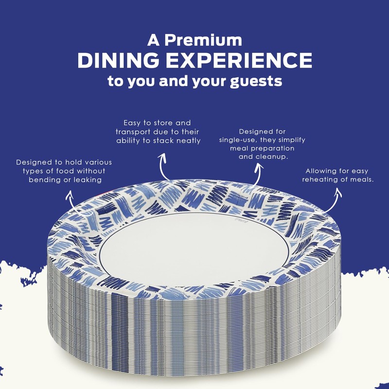 PAMI Heavy Duty Microwave Safe Disposable Paper Plates Large and
