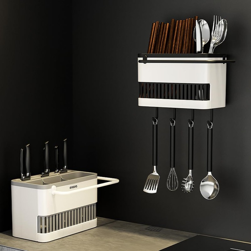 Hosoncovy Utensil Wall Holder and Countertop Cutlery Drainer - Tableware