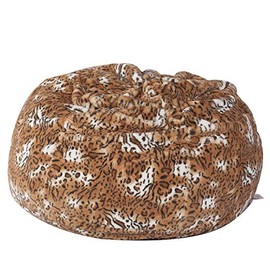LUCKYERMORE Bean Bag Chair Luxury and Comfy Big Beanless Bag Chairs Plush Furry Chair Soft Sofa Lounger for Adults and Kids,Sponge Filling, 3 ft, Leopard Print