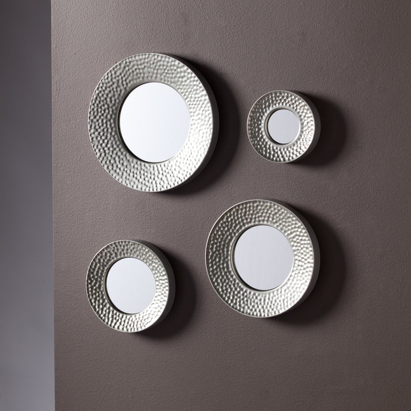 SEI Furniture Silver Sphere Wall 4pc Set-Hammered Mirror
