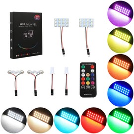 MAZERO Explosive Light LED Room Lamp, 9 Color Switching, Panel Dome Light, Room Lamp, RGBW LED, Room Light, Car Accessories, Interior Light, Universal Car Lighting, 7 Level Dimming, Dome Lamp, T10,