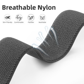 DaQin 3 Pack Quick Release Stretchy Watch Bands - 16mm 18mm 20mm 22mm Watch Band, Adjustable Soft Nylon Solo Loop Strap Elastic Nylon Braided Relacement Wristband for Men Women, Black/Navy Blue/Grey