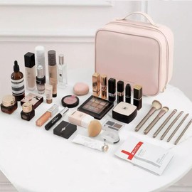 CHCTD Multi Compartment Toiletry Cosmetic Bag,Set Patient Travel Makeup Bag,Set Patient Multi-compartment Toiletry Cosmetics Bag,PU Leather Large Capacity & Portable Hanging Toiletry Bag, Black