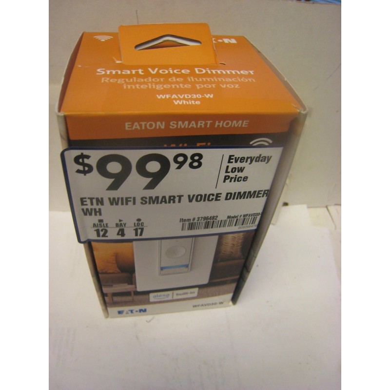 Eaton WFAVD30-W-BX-L Voice Dimmer with Alexa Built-in, White – Dimmer