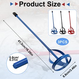 3 PCS Paint Mixer for Drill,Paint Stirrer Fits All Kinds of Drill Bits,Plaster and Paint Mixers Stirrer Tools with Non-Slip Hex Head,for Mortar Mud Grout and Easy to Clean(Blue,Black,Red)