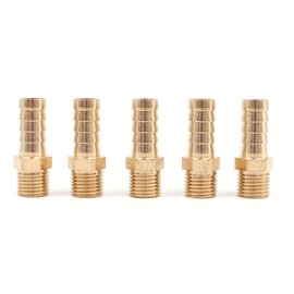 Hsthe Sea 5 Pcs 10mm to 1/4" BSP Solid Brass Barbed Hose Connector to BSP Male Thread Pond/Pool/Hose Pipe Adapter