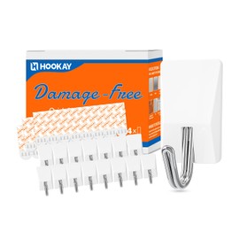 hookay 1lb Small Wire Toggle Hooks with 16 Damage-Free Wall Hooks and 24 Adhesive Strips, No Tools Removable Hanging for Light Decor/Keys/Photos, Holds up to 1 lb