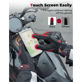 KEMIMOTO Men's Motorcycle Gloves, Summer Motorcycle Gloves with Ankle Protector and Touch Screen, Breathable Outdoor Gloves for Men and Women, for Motorcycle, Bike, Scooter, Hunting