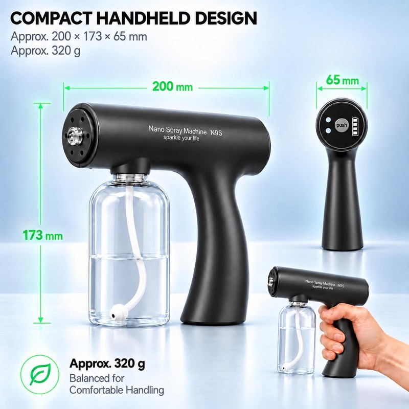 N9S Cordless Nano ULV Atomizer Sprayer, 350ml, Black