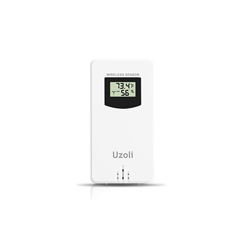 Uzoli Weather Station Sensor, Wireless Remote Sensor, Temperature Humidity Transmitter,