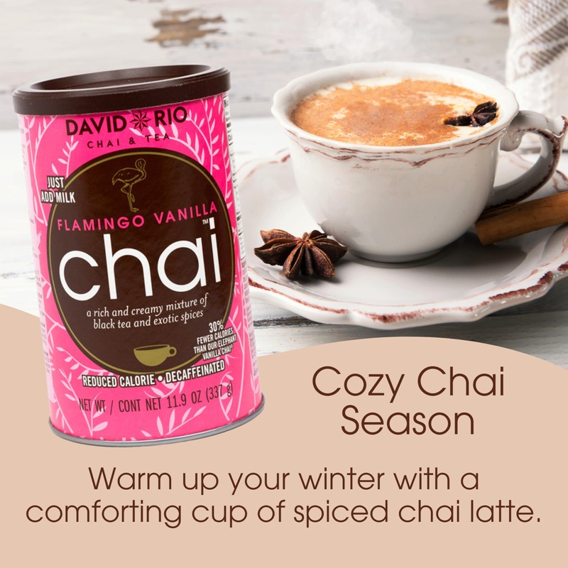 Flamingo Vanilla Decaffeinated Reduced Calorie Chai Tea Latte Mix, 11.9
