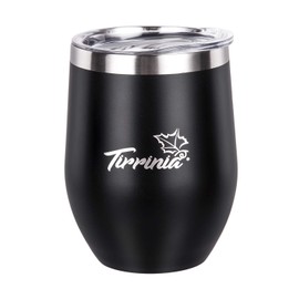 Stemless Insulated Wine Tumbler with Lid, 12oz Single Stainless Steel Double Walled Metal Reusable Wine & Champagne Tumbler for Camping, Travel and Outdoor, Black
