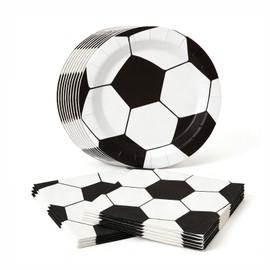 Y‍AHQNIG 40 unidades de decoración de fiesta de cumpleaños de fútbol, platos y servilletas desechables para fiestas de fútbol, fiestas de fin de tempo